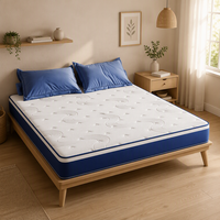 Matelas compressible enroulable avec bordure bleue et ressorts hybrides