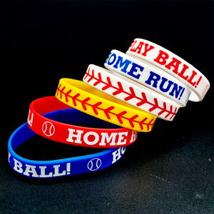 Braccialetti in Silicone <span class=keywords><strong>per</strong></span> gli appassionati di Baseball a basso costo <span class=keywords><strong>per</strong></span> gli atleti braccialetti di gomma impermeabili stampati - Product Image 2