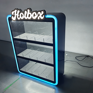 Vitrine de présentation de vêtements en acrylique écologique éclairée par LED RVB moderne, conception personnalisée d'usine, étagères de comptoir pour magasin de tabac - Product Image 1