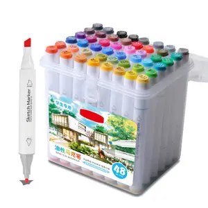 Factory wholesale eco friendly alcohol-based ink dual tip marker set marcadores a base de alcohol punta pincel