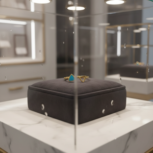 Anillo de Mujer Estilo Geométrico en Oro Amarillo de 22K con Detalle Minimalista de Esmalte - Product Image 2