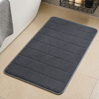 Tapis de bain à rayures unies antidérapant, absorbant, résistant aux taches, en polaire corail douce, tapis de salle de bain, paillasson d'entrée, tapis de cuisine, tapis de sol