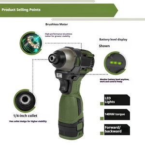 Perceuse-visseuse électrique sans fil 18V, moteur sans balais, lumière LED réglable, vitesse variable, batterie lithium-ion industrielle, 140N.M - Product Image 2