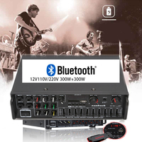 Amplificateur Bluetooth 110V 220V 12V Haute Puissance 300W*2 2.0 pour Home Cinéma, Karaoké, Égaliseur Équilibré, Amplificateur de Voiture