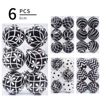 Adornos Navideños en Blanco y Negro, Bolas con Patrón Geométrico de Ondas y Puntos, Decoración Moderna para Árbol de Navidad, Hogar y Fiestas