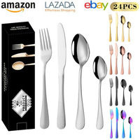 Ensemble de couverts en acier inoxydable 304 1010, 24 pièces, cuillère à dessert/cuillère occidentale, couteau à steak, fourchette, ensemble pour hôtel
