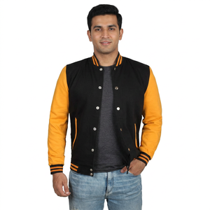 Blouson Bomber Décontracté Homme Personnalisé avec Logo, Manches en Cuir Style Universitaire et Broderies Chenille, Hiver OEM - Product Image 1