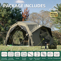 Tente gonflable Coody Hubshelter Pro Air - Vert armée, quatre saisons, pour famille de 4 à 6 personnes, durable, en coton, portable, pour le camping