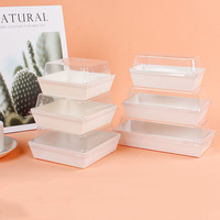 Boîte à sandwich rectangulaire transparente jetable de qualité alimentaire, boîte longue personnalisée en carton imprimé, emballage à emporter pour le petit-déjeuner avec couvercle en plastique