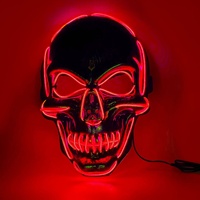 Masque lumineux à LED pour Halloween Cosplay Bleu Rouge Lueur lumineuse Effrayant Squelette Démon Crâne Masque adulte d'Halloween pour fête de vacances