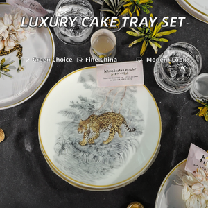 European Style Light Luxury Contemporary Durable 6-inch Cake & Dessert Tray Gold Spoon Set Bone China <b>Plate</b> Dish for Banquet - Product Image 2