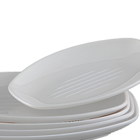 Assiette ovale en mélamine incassable de 9 pouces, couleur blanc pur, assiette en plastique poli pour restaurant, assiettes de service