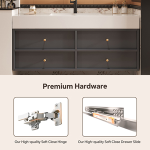 Meuble-lavabo de salle de bain minimaliste et élégant <span class=keywords><strong>avec</strong></span> vasque simple/double, meuble-lavabo suspendu, <span class=keywords><strong>miroir</strong></span> LED intelligent <span class=keywords><strong>avec</strong></span> fonction anti-buée - Product Image 4