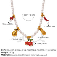 Set Perhiasan Liontin Kalung Gelang Seri Buah Manis Terlaris, Lapis Emas 18K, Tahan Air, Aksesoris Fashion