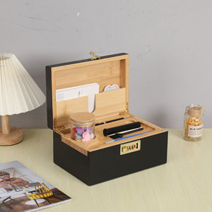 Boîte de rangement en bambou personnalisée pour herbes, anti-odeur, avec plateau roulant et broyeur à herbes, vente en gros - Product Image 4