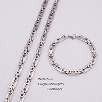 Ensemble bijoux chaîne maillons entrelacés unique acier inoxydable ton argent, cadeau remise diplôme, tendance
