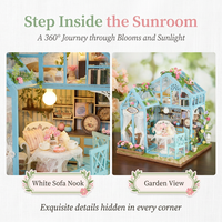 Kit de maison miniature IIECREATE K-1082 Floral Reverie, puzzle en bois 3D, modèle de maison de poupée en bois, kit DIY, maison de fleurs, cadeau pour adultes