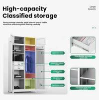 Armoire de rangement en acier à 4 portes avec compartiments, trou d'aération, serrure à clé, revêtement en poudre électrostatique, structure métallique démontable