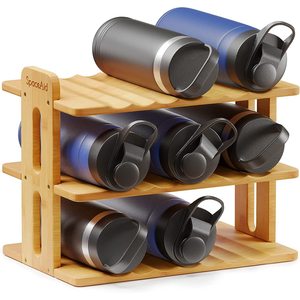 New cross-border bamboo water bottle rack, <b>kitchen</b> water cup storage rack, wine storage rack, three-tier assembly storage rack - Product Image 1