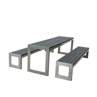 Table de pique-nique en bois rectangulaire commerciale pour l'extérieur, ensemble de meubles de jardin, patio extérieur, table de café et ensemble de bancs