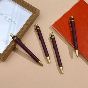 Stylo bille métallique de luxe haut de gamme couleur café, fin et élégant, personnalisable avec logo, idéal pour la publicité (compatible avec les stylos gel) - Product Image 2