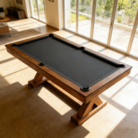 Mesa de Billar Profesional de Alta Gama, Personalizada, de 9 pies, de Madera Sólida, Moderna, con Cojín de Pizarra, Bolsillos de Cuero Genuino y Sistema de Retorno de Bolas