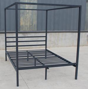 Cadre de <span class=keywords><strong>lit</strong></span> <span class=keywords><strong>Double</strong></span> reine simple, à quatre affiches, en acier noir, métallique, canopée, pour la vente en gros - Product Image 5