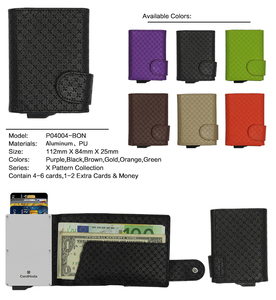 CardHoda Aluminum PU <b>Wallet</b> X Pattern Collection <b>RFID</b> <b>Blocking</b> Card Holder 4-6 Cards Money Short Length Unisex - Product Image 4