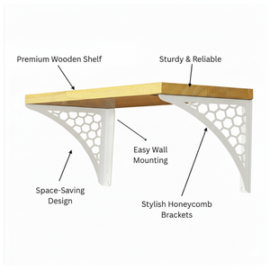 Estante de pared hexagonal blanco pequeño de madera, elegante estantería decorativa flotante para sala de estar y dormitorio - Product Image 5