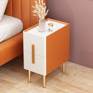 Ultra-Narrow Modern Minimalist Living Room Solid Wood Bedside Table Cabinet 2 <strong>Drawers</strong> Adjustable Light Luxury Slate <strong>Mini</strong> Storage - Product Image 4