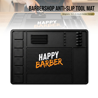 Tapis antidérapant professionnel Happy Barber pour outils de coiffure, tapis de rangement pour outils de coiffure avec 6 aimants puissants, tapis magnétique avec logo personnalisé