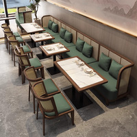 Banc mural carré en rotin et bois massif, style salon de thé de Hong Kong, démontable, pour restaurant à thème, usage commercial en Asie du Sud-Est