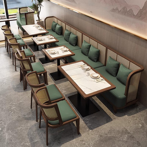 Sofá de Pared Cuadrado de Madera Maciza y Ratán, Estilo Hong Kong, para Casa de Té, Desmontable, para <span class=keywords><strong>Restaurante</strong></span> Temático del Sudeste Asiático - Product Image 1