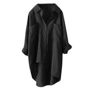Camicia da <span class=keywords><strong>donna</strong></span> a maniche lunghe <span class=keywords><strong>in</strong></span> cotone e <span class=keywords><strong>lino</strong></span>, vestibilità ampia, con colletto a risvolto, tasche, tinta unita, abbottonatura singola - Product Image 6