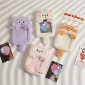 Porte-clés Kpop en peluche Kawaii pour filles, avec mini album photo et protection pour cartes d'identité et de crédit, motif pingouin et chat de dessin animé mignon - Product Image 6