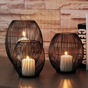Handmade Modern Home Decor Metal Candlestick Holder <b>Lantern</b> Jar <b>Set</b> Iron and Aluminium Tabletop for Weddings - Product Image 2