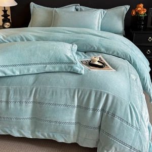 Lenzuola da <span class=keywords><strong>letto</strong></span> in stile invernale con ricamo grande Patchwork in lana di latte spessa, <span class=keywords><strong>federe</strong></span>, set di copripiumino - Product Image 4