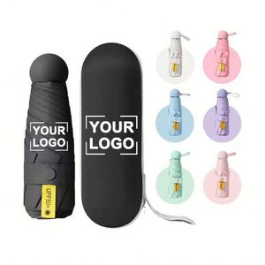 Parapluie pliant mini 5 plis anti-UV personnalisé avec logo, facile à transporter, format capsule, pour l'extérieur, tout-en-un, vente en gros - Product Image 1