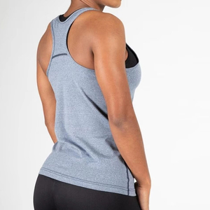 Débardeur gris sans manches pour femme, col rond, tricoté, respirant, style sportif, longueur normale, couleur unie, vêtements de sport - Product Image 6