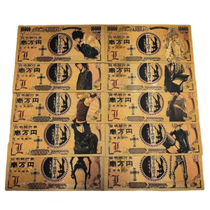 10 types de billets de banque en or de l'anime <span class=keywords><strong>japonais</strong></span> <span class=keywords><strong>Death</strong></span> <span class=keywords><strong>Note</strong></span> Yagami Light Misa pour collection de fans, cartes cadeaux - Product Image 1