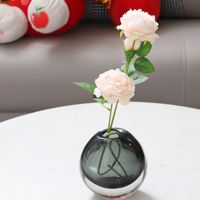 Vase moderne en verre transparent, ornement en cristal, autre décoration de la maison, vase à fleurs coloré de luxe léger pour table basse, chambre à coucher