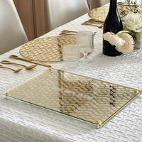 Plateau de service et de présentation en acrylique personnalisé pour Matzô, avec cadre miroir or et argent, en plexiglas, pour Pessa'h et Seder