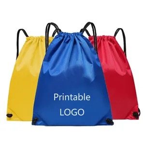 Hot Sale 210d Polyester Sports Gym Backpack Custom Logo Colorful Printed Waterproof String Drawstring Bags Promotional Item