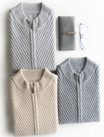 Pull cardigan pour homme, nouveau style, uni, 100% cachemire, avec fermeture éclair, option grande taille disponible