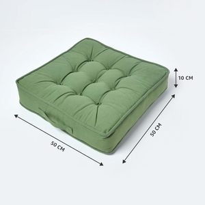 HOMESCAPES Coussin d'appoint de <span class=keywords><strong>fauteuil</strong></span> moderne en bois massif vert foncé Grand coussin de siège carré ferme de 50cm Soutenir 10cm d'épaisseur Soulever doux - Product Image 5