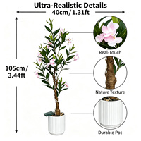 Arbre d'olivier artificiel sur le thème du printemps, 105 cm, avec fausses fleurs de cerisier rose Sakura en pot, pour la décoration de l'allée de mariage et de la réception