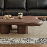 Table basse en bois massif Cloud, table à thé minimaliste irrégulière pour salon, table basse vintage style Wabi-Sabi