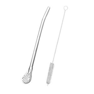 304 Stainless Steel Straw <b>Spoon</b> Filter Stirrer Reusable Polished For Tea <b>Coffee</b> Juice Milk Tea - Product Image 3