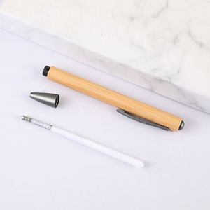 Stock Creative Gift Retractable <b>Bamboo</b> Pen Capacitive Pen for Touch <b>Screens</b> Ballpoint Pen with 4 Color Printing Pencil Pattern - Product Image 3