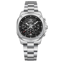 Jam Tangan Pria BENYAR Cross-border Quartz Fungsional Casing Alloy Tali Kulit Tahan Air Jarum Bercahaya Fashion Terlaris BY-5222